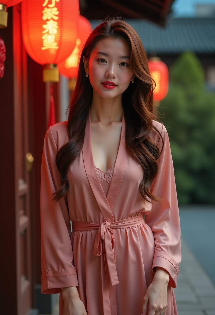 都市夜景中的长腿剪影